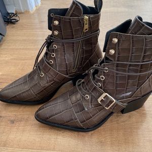 Allsaints leather alligator print ankle boot